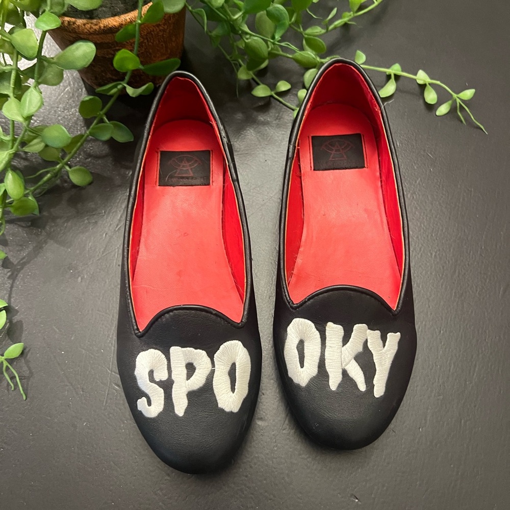 Strange Cvlt Cult Lydia SPOOKY Halloween Horror Gothic Punk Flats Shoes Size 6 - Picture 4 of 16